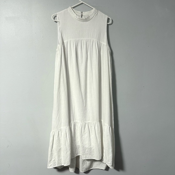 English Factory Dresses & Skirts - English Factory Womens Dress White 100% Cotton Textured Beachy Boho Shift Midi L